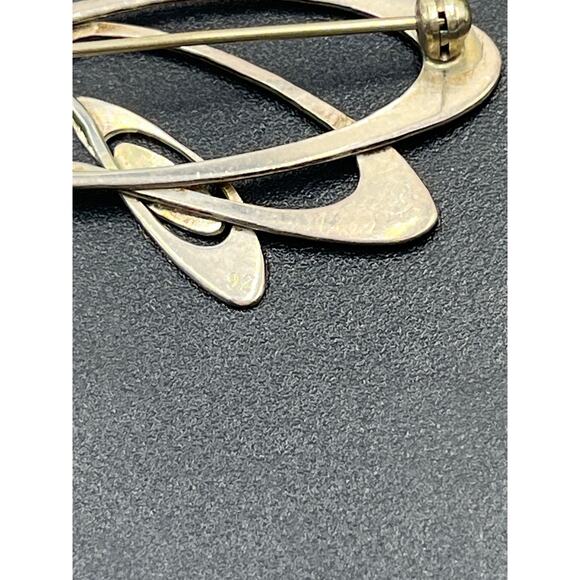 Vintage Sterling Silver Abstract Modernist Brooch Pin 1.75" Statement Jewelry - Picture 7 of 7